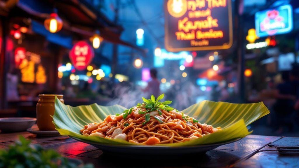 Bangkok Street Food: Steaming Pad Thai at Twilight