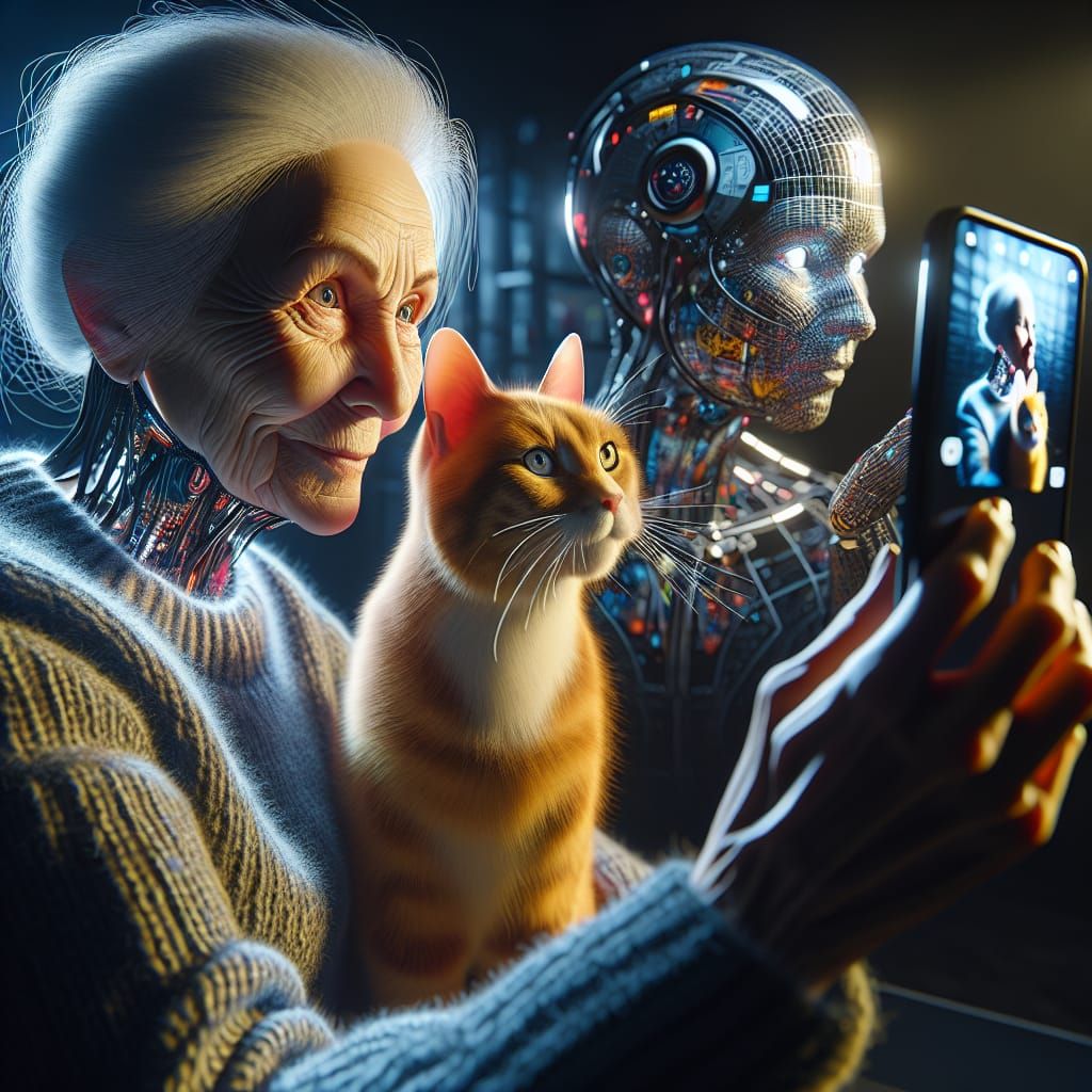 Hyperrealistic Photo of Woman and Cat