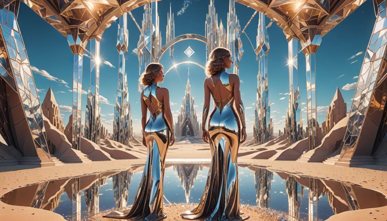 Chrome Goddess in Mirrored Crystal City