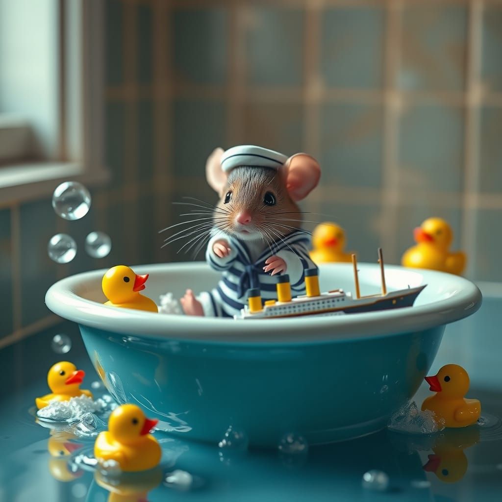 Hyperrealistic Mouse Plays with Sinking Titanic
