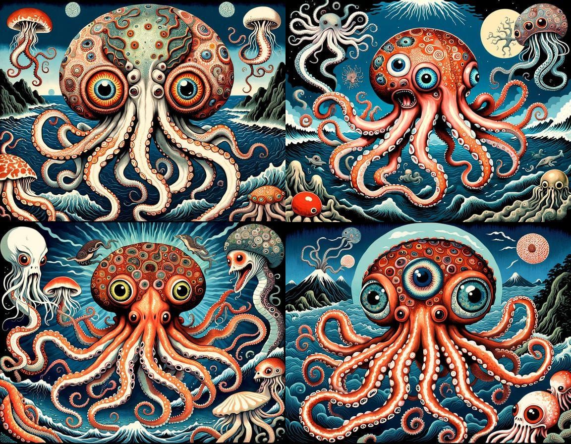 Bizarre Hybrid Creature in Whimsical, Detailed Style