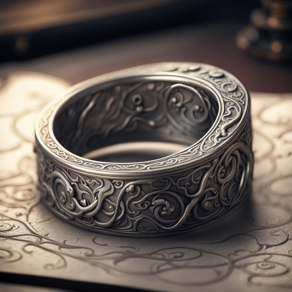 Engraved Snake Ring in Dungeon and Dragon Style
