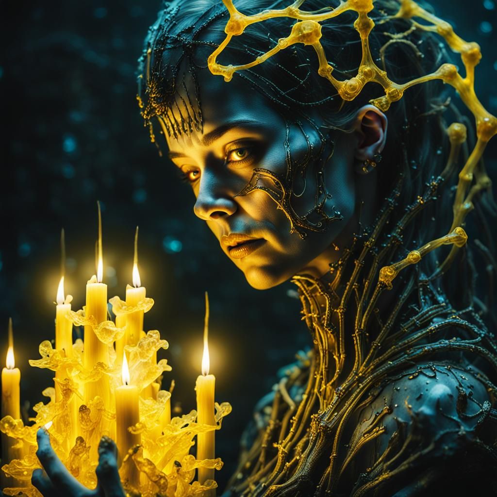 Bioluminescent Fungus Woman in Dark Fantasy Art