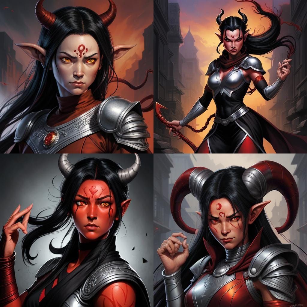 Tiefling Monk in Comic Book Art Style