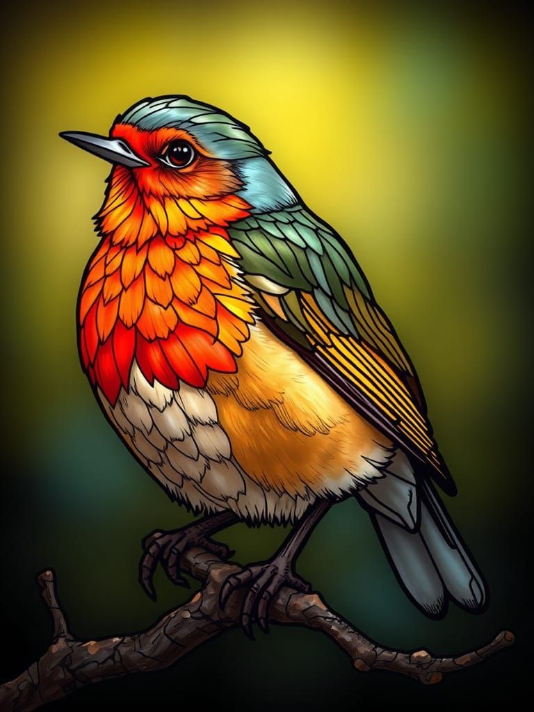 Bird of Radiant Beauty in Whimsical Artistic Style