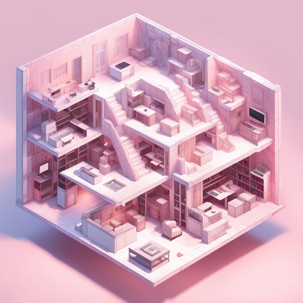 Axonometric View of a Pink Demon Lord House