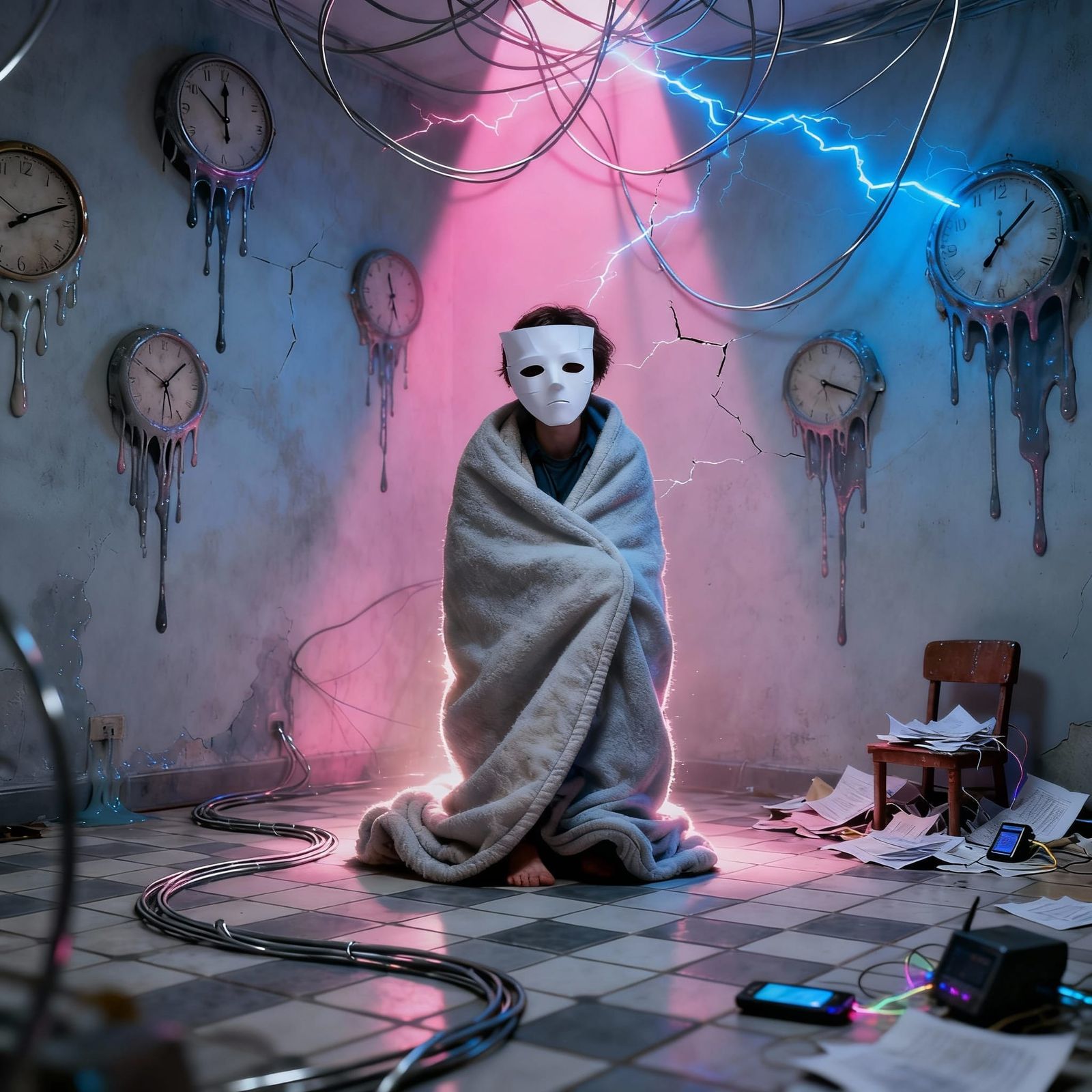 Person Holding Mask Before Face