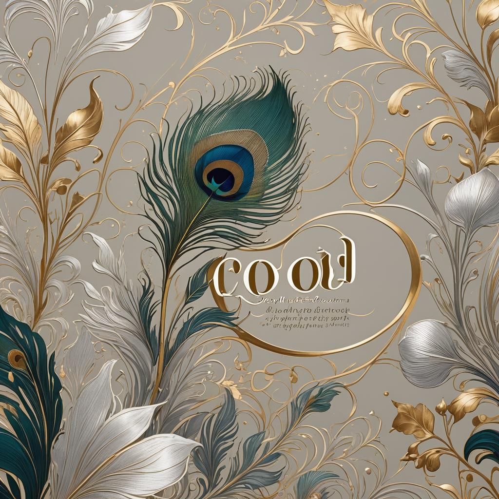 Art Nouveau Peacock Wallpaper with Gold Leaf Accents