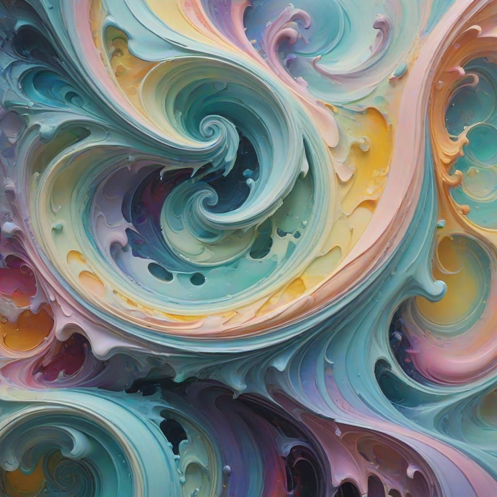 Surreal Abstract Forms Swirl in Dreamy Mist