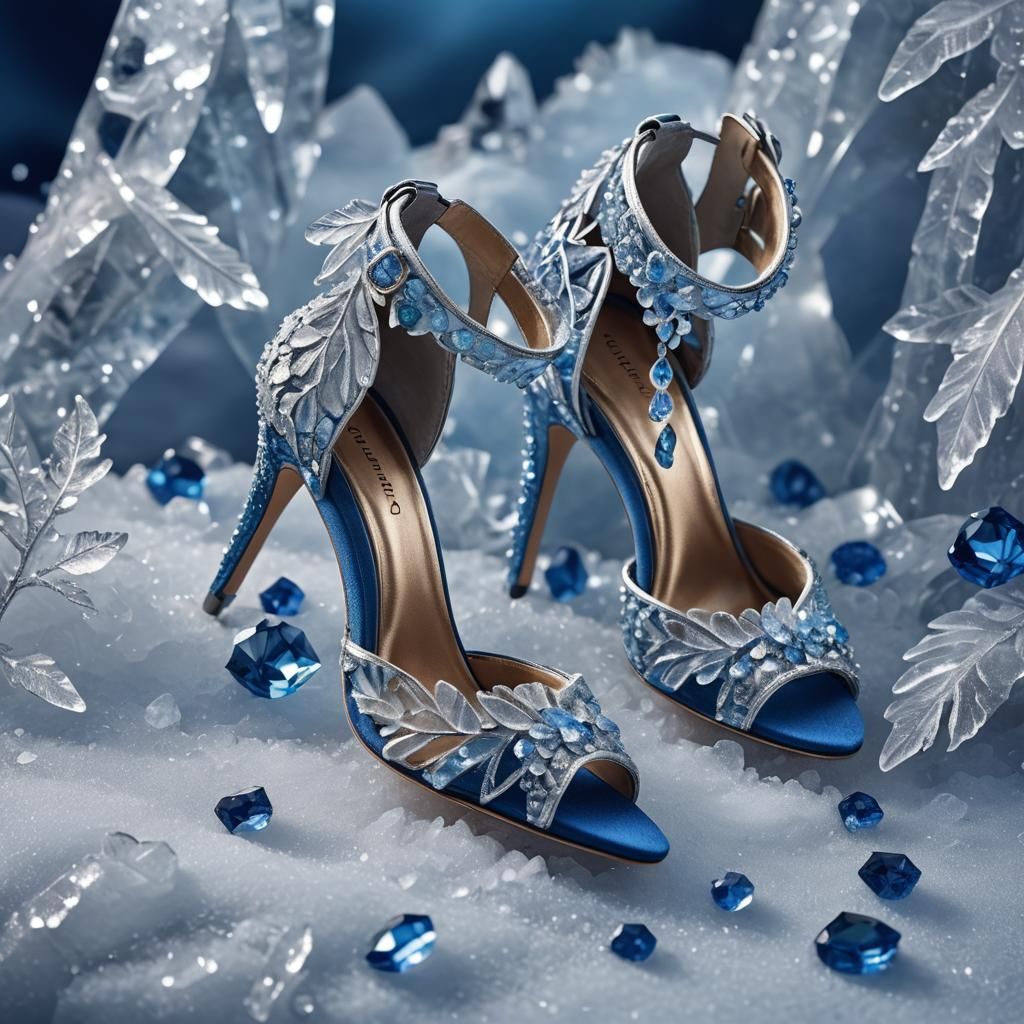 Crystal High Heel on Frost in Detailed Digital Art