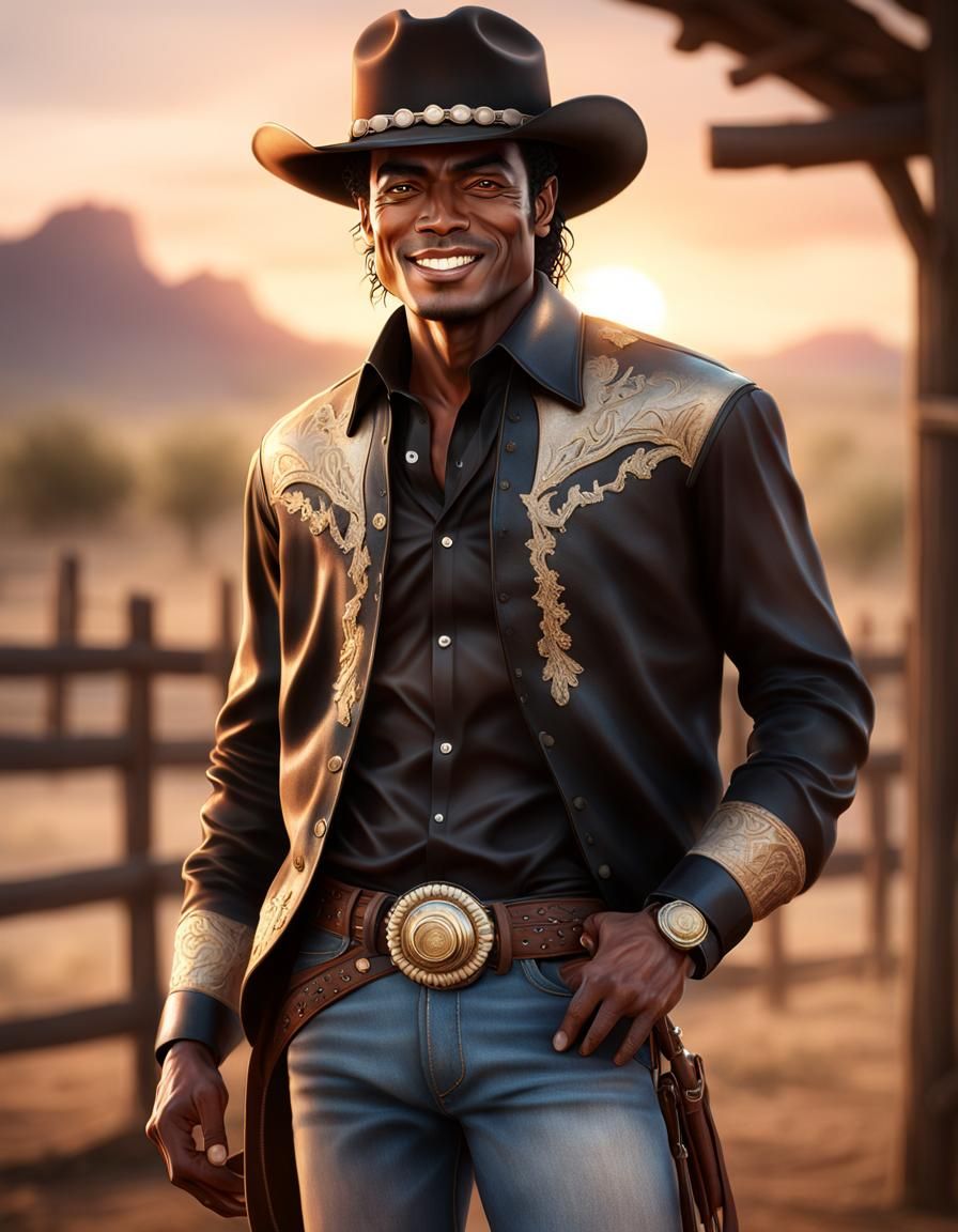 Cowboy Michael Jackson Portrait in Hyperrealistic Style