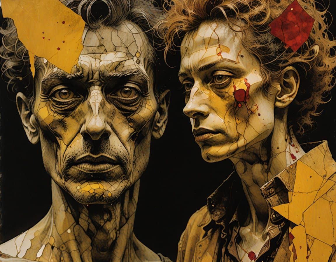 Dramatic Encounter in Dark Chiaroscuro