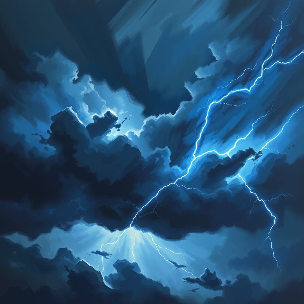 Ominous Stormy Sky in Dark, Electric Blue