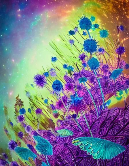 Iridescent Alien Flower with Bioluminescent Core