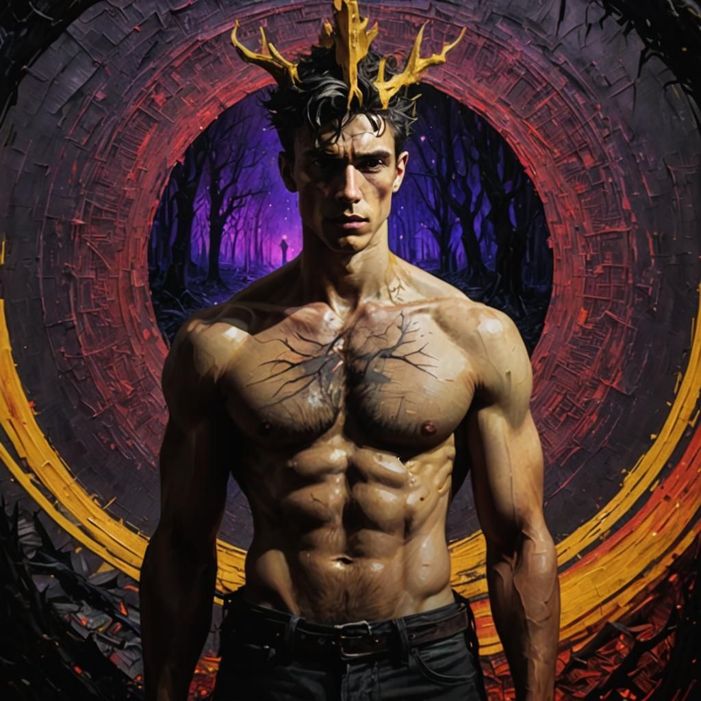 Post-Apocalyptic Man in Van Gogh-Inspired Surrealism