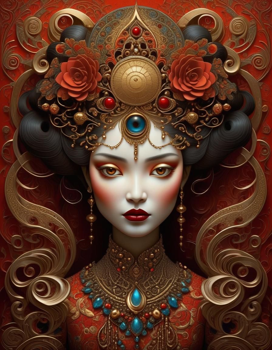 Victorian Woman Portrait in Benjamin Lacombe Style