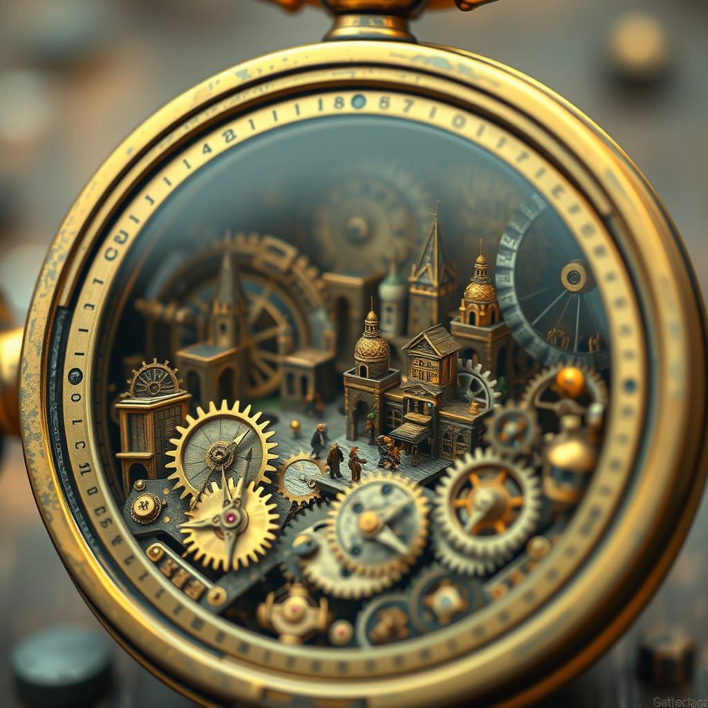 Steampunk City Inside a Pocket Watch