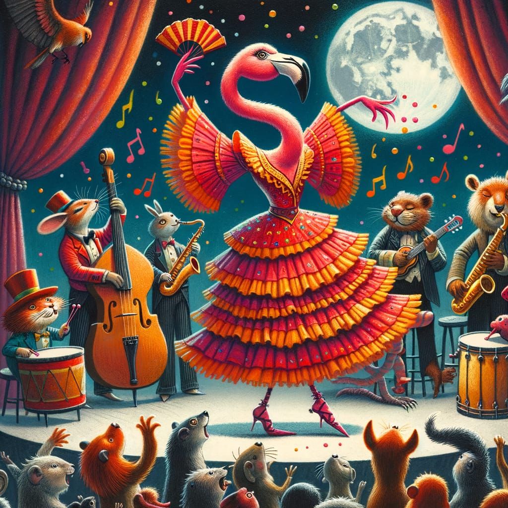 Flamenco Flamingo's Moonlit Performance