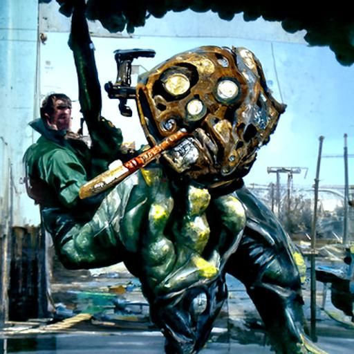 Fallout 3 Super Mutant with Sledgehammer: Oil Painting
