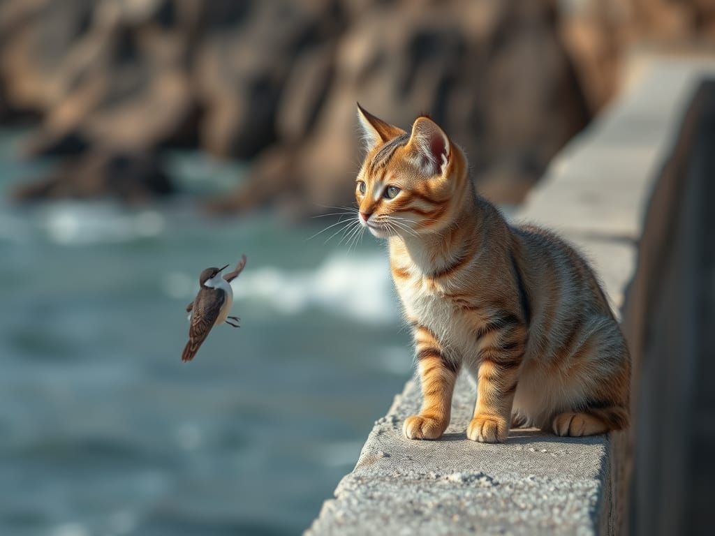 Cute Cat Ambush on Old Ocean Bridge