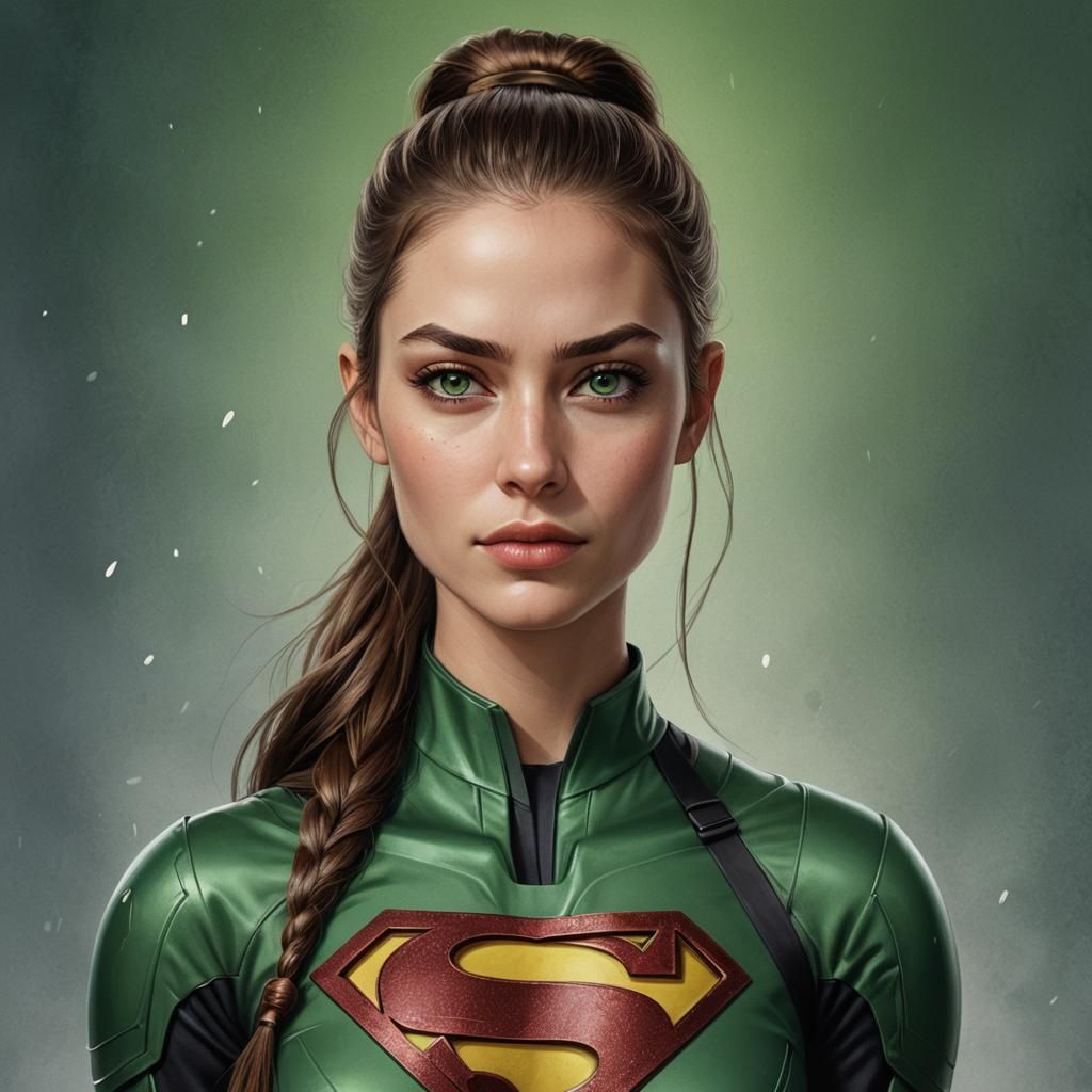 Hyperrealistic Portrait of a Young Female Superhero