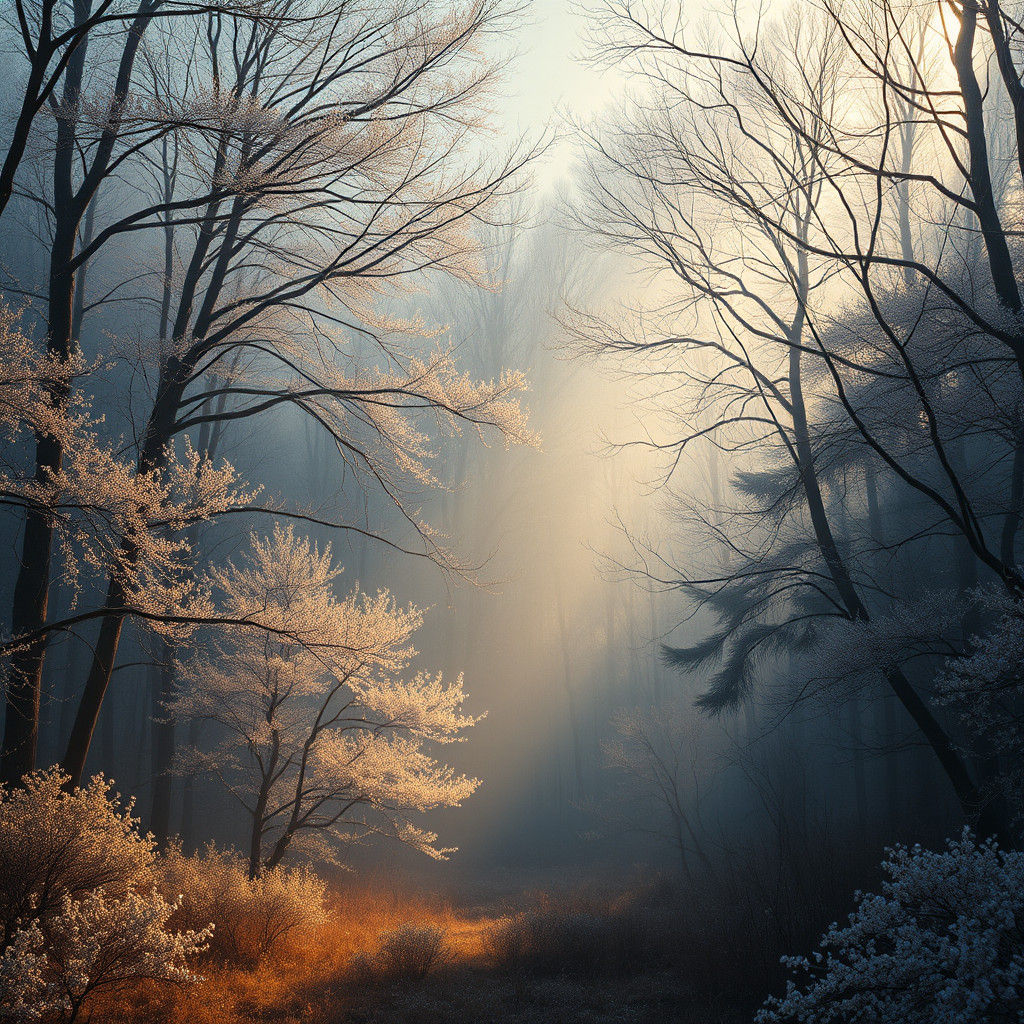Ethereal Forest Landscape with Crystalline Branches