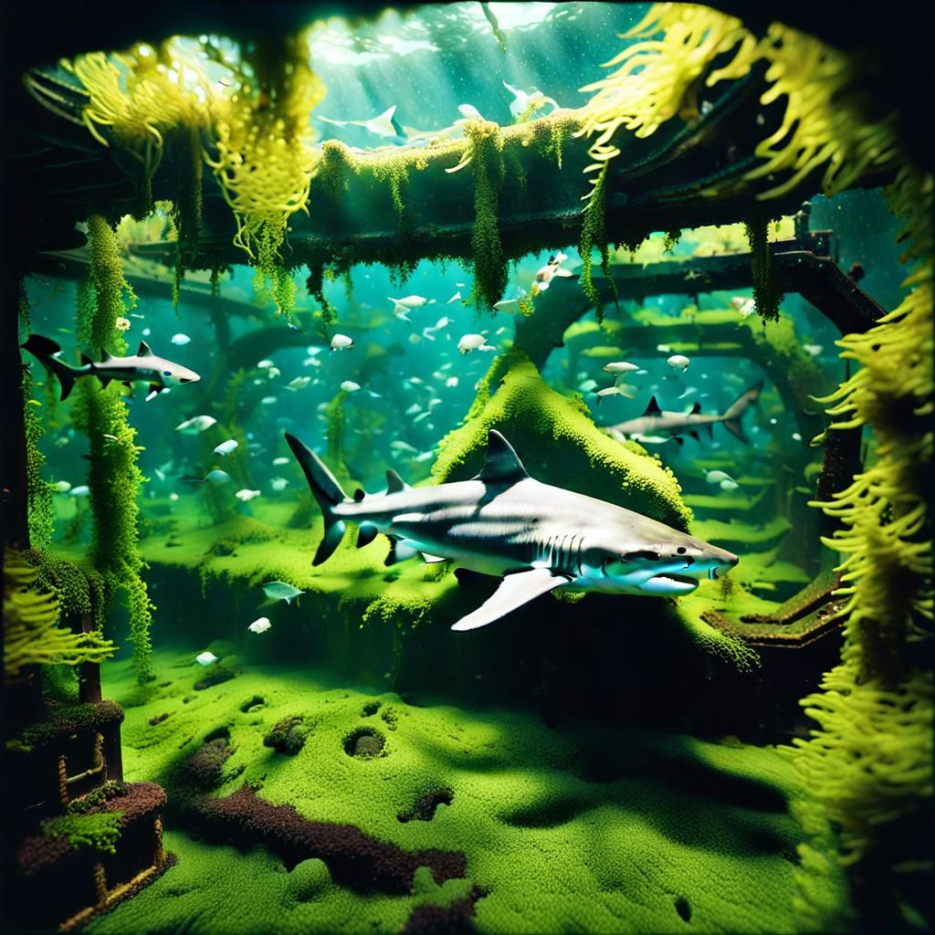 Tiger Shark in Sunken Pirate Ship