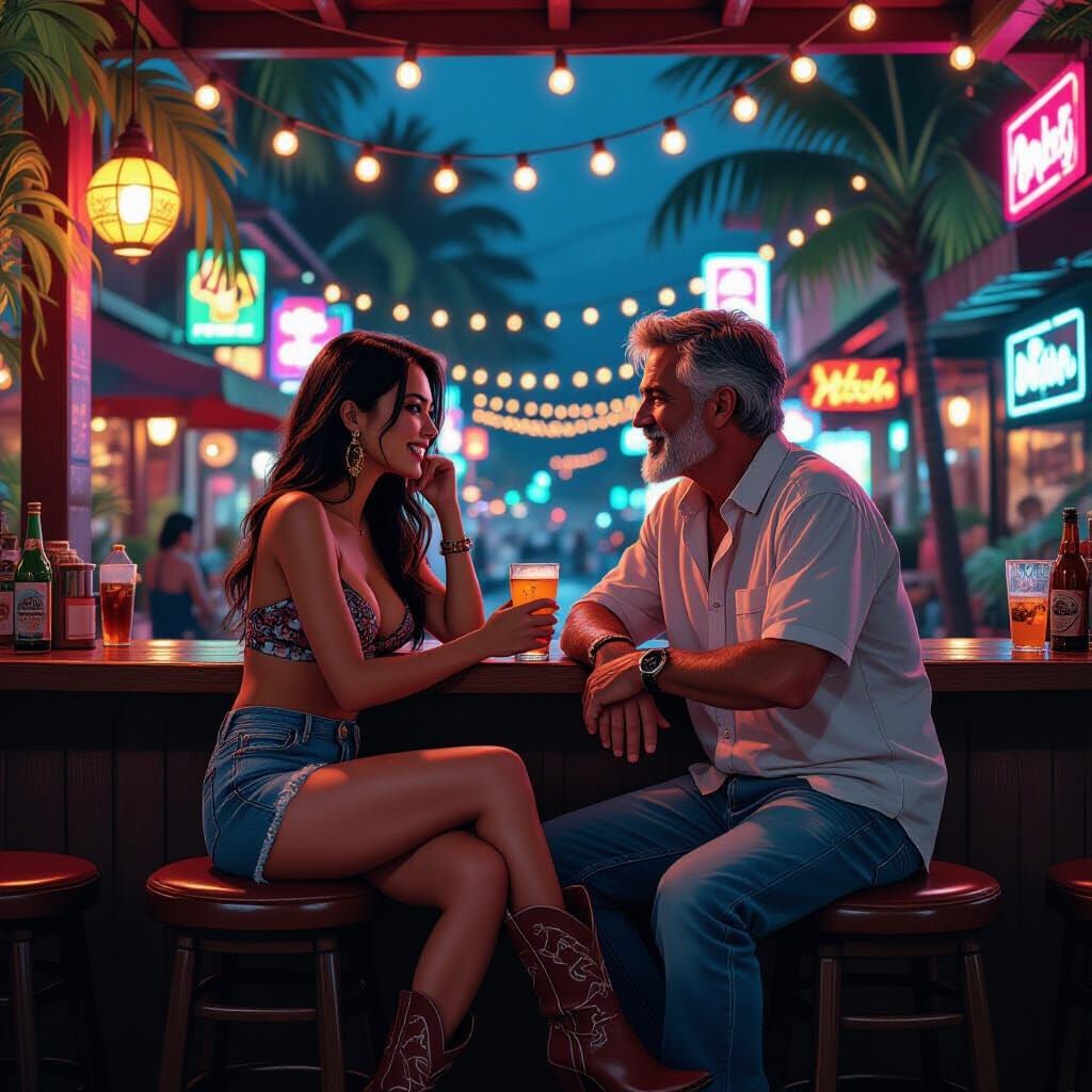 Pattaya Bar Scene in Treetown at Night