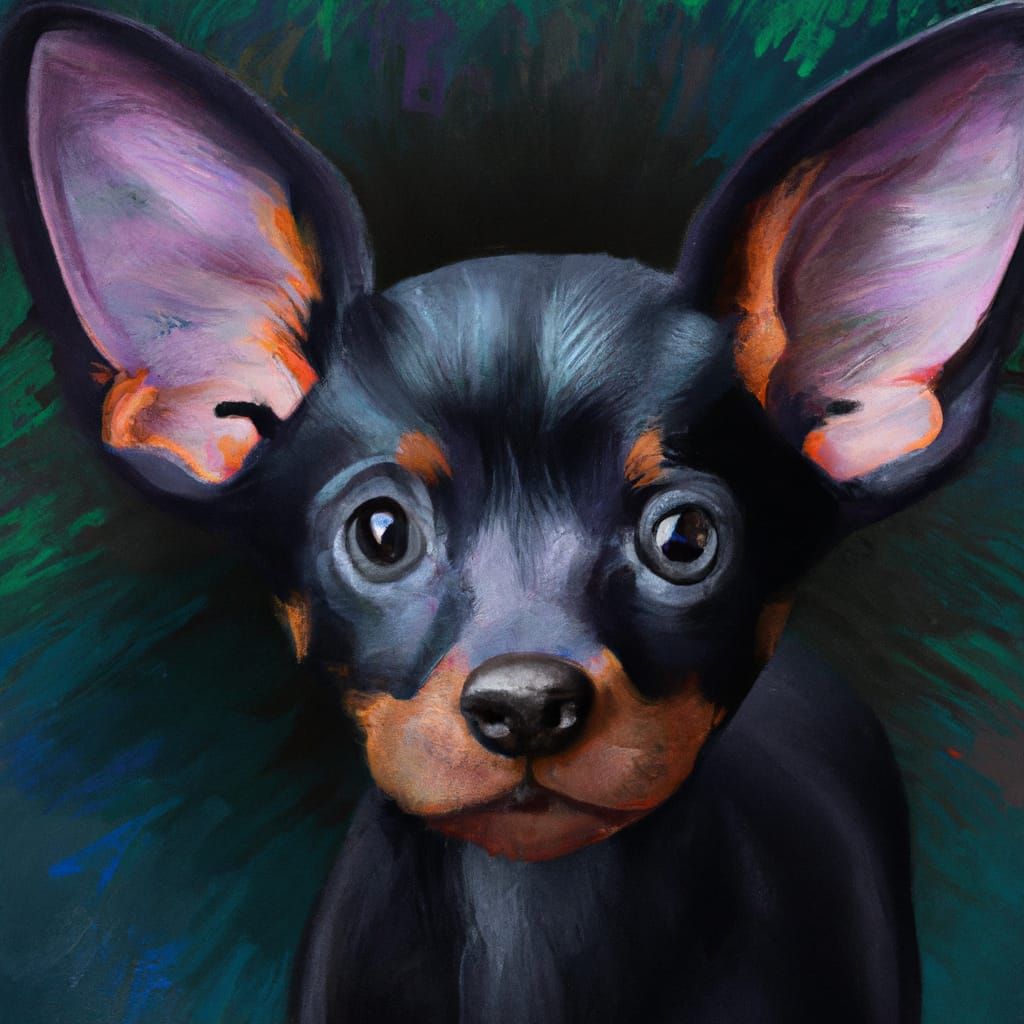 Figurative Painting of a Sad-Eyed Fruit Bat Dog