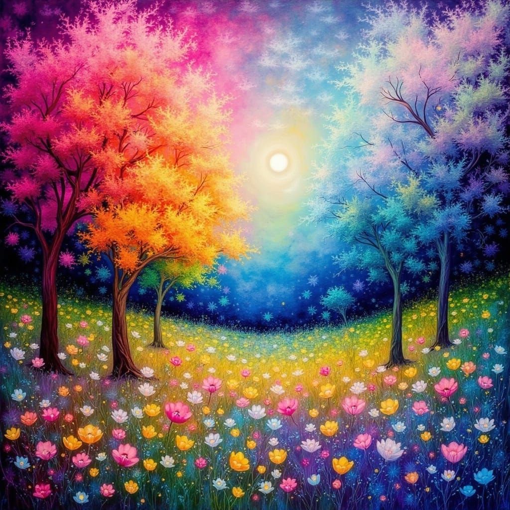 Enchanted Summer Meadow: Encaustic Painting in Van Gogh Styl...