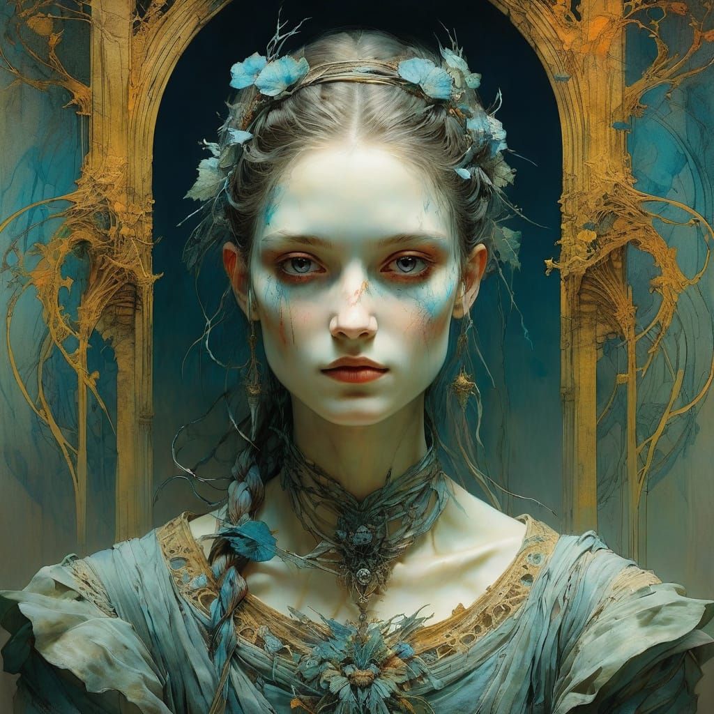 Entangled Mystery: Detailed Colorful Fantasy Illustration