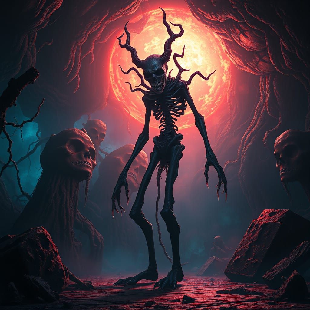 Grotesque Deadite Emerges from Dark Mystical Realm
