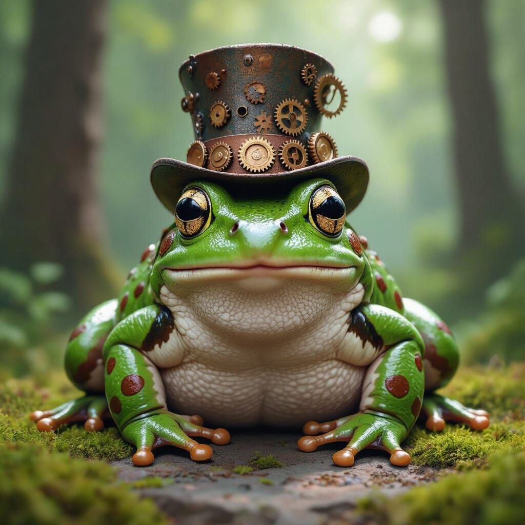 Mischievous Frog in Iron Top Hat