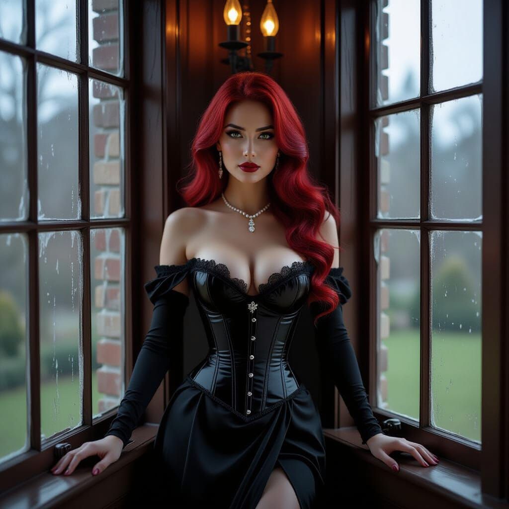 Gothic Noir Portrait of Turkish Woman in Corset