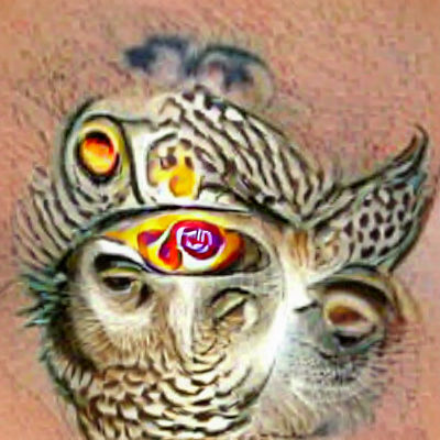 Monochrome Owl Portrait with Third Eye