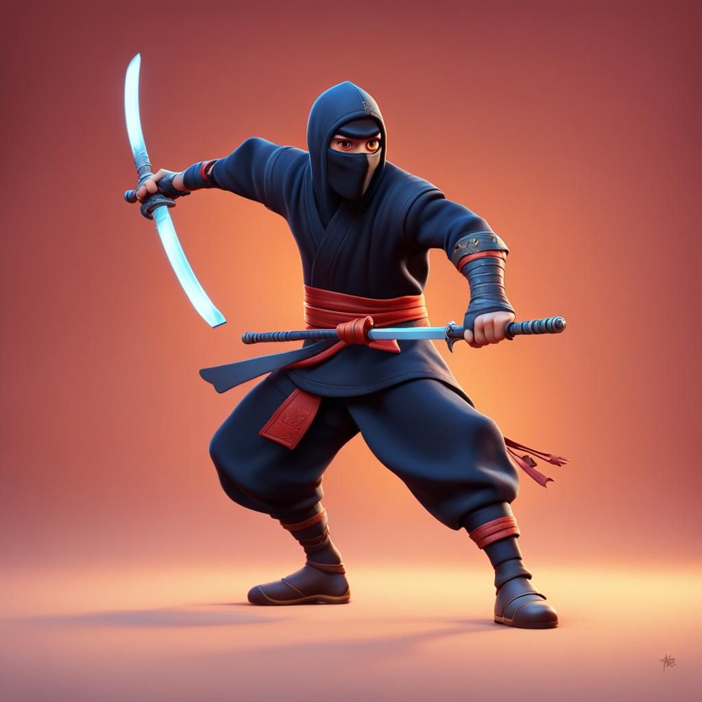 Ninja Warrior: 3D Digital Art in Pixar Style