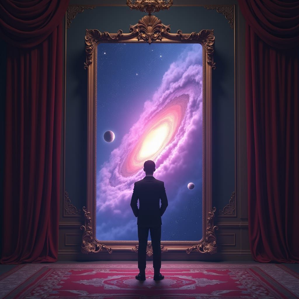 Galactic Reflection in Ornate Room, Digital Matte Painting