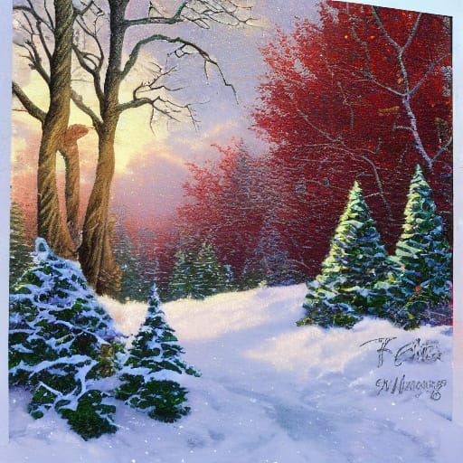 Magical Dalmatian in Snowy Forest Art Nouveau Style