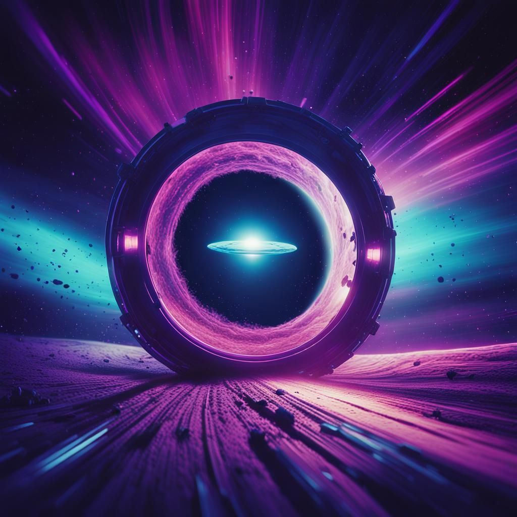 UFO Exits Wormhole at Light Speed: Cinematic Film Still