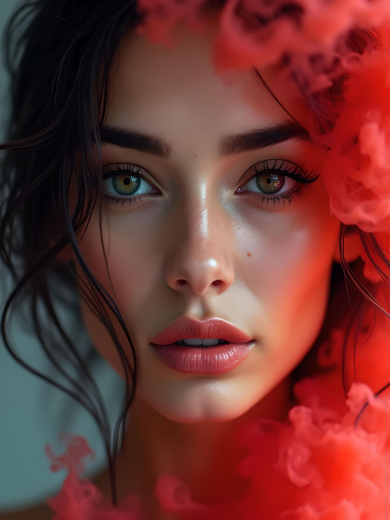 Smokey portrait in red