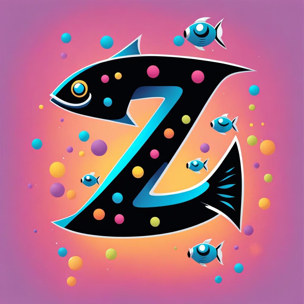 Letter Z in Fish Costume, Cyberpunk Cartoon