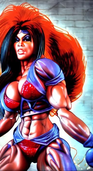 Latoya Jackson as Anime Fighter in 90s Style