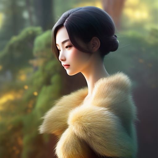 Beautiful Kitsune Anthro Fox Girl Portrait