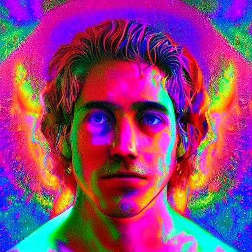 Holographic Cosmic Psychedelia Mixed Media Illustration