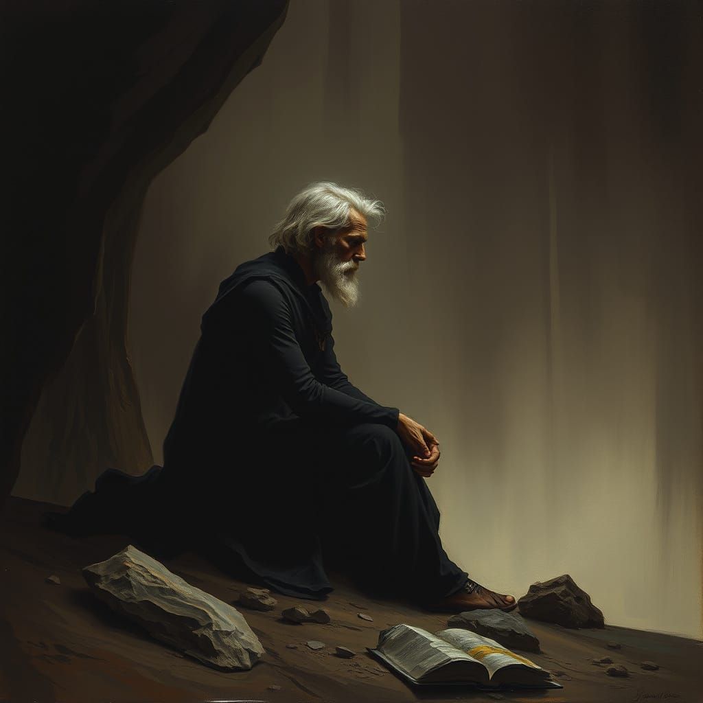 Gray Saturn in Melancholic Valley Oil Painting