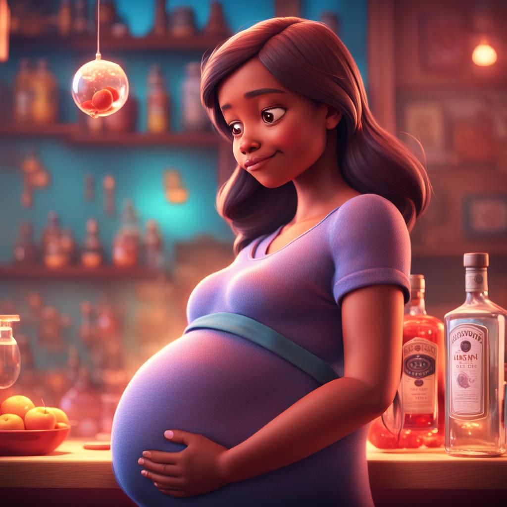 Pregnant Woman in 9th Month: 3D Digital Art