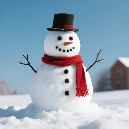 AI Generated Image of a Snowman Being Built