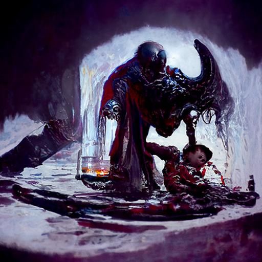 Horrific Demon's Feast: A Macabre Scene