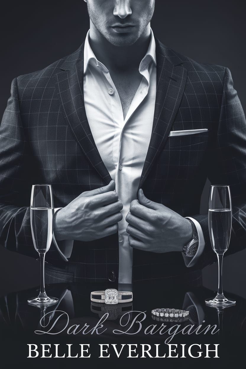 Dark Romance Book Cover: Handsome Man in High Contrast Suit