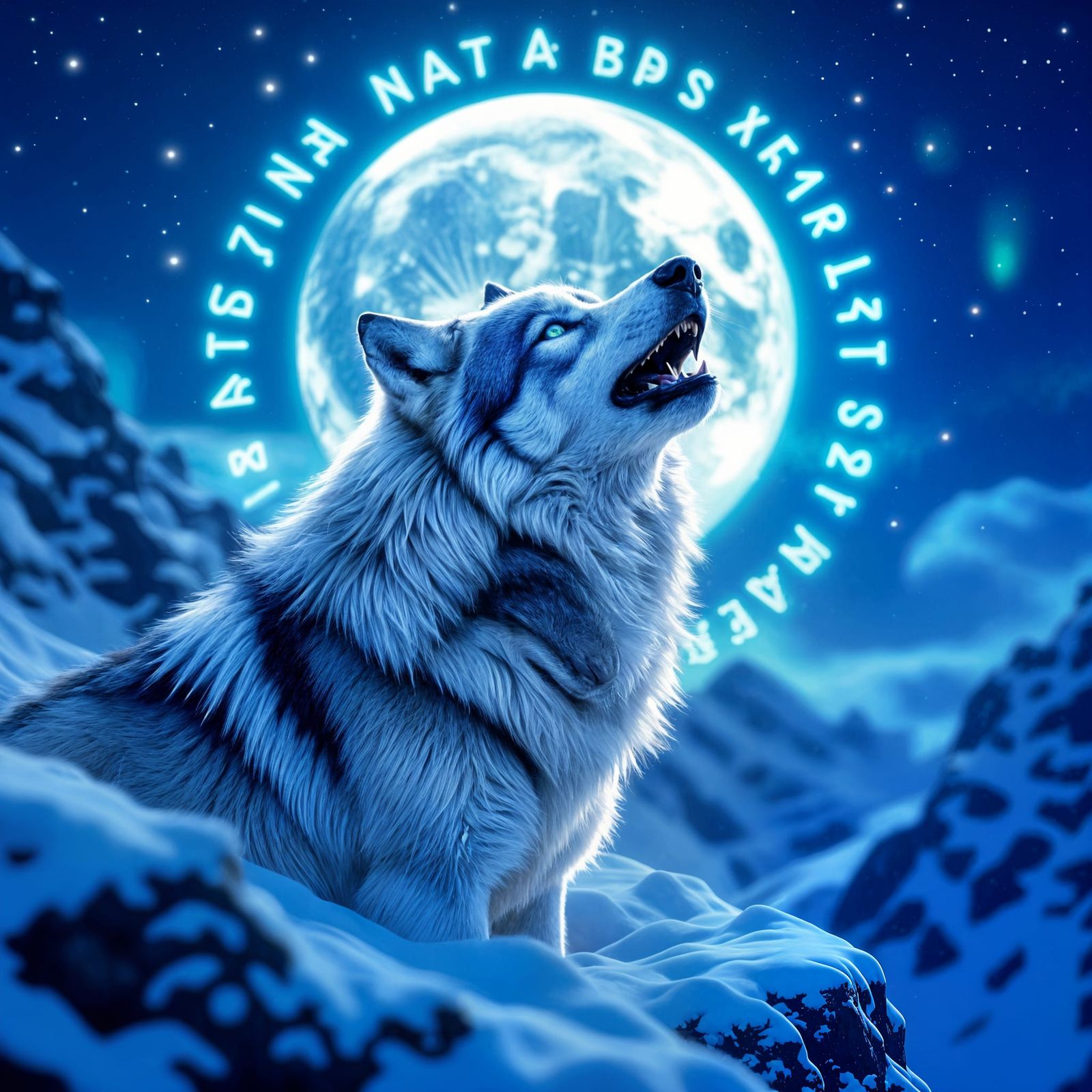 Dire Wolf Howling at Moon, Hyper-Realistic 8K